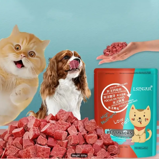 500g High-Protein Beef Jerky Pet Treats - Easy Digestion, Ideal for Dogs & Cats, Natural Training Rewards & Dental Health