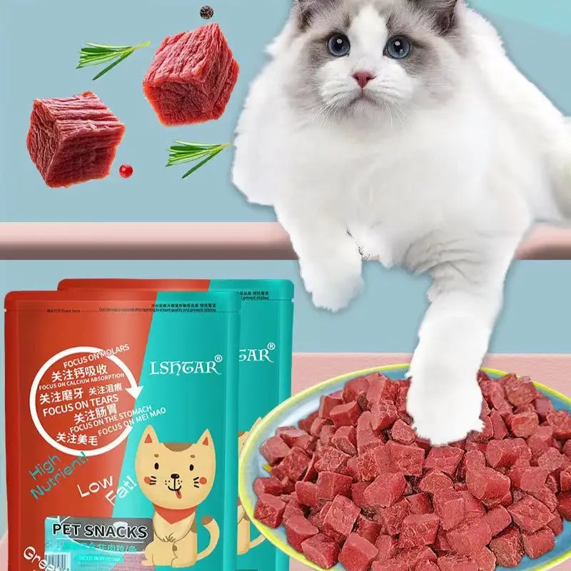 500g High-Protein Beef Jerky Pet Treats - Easy Digestion, Ideal for Dogs & Cats, Natural Training Rewards & Dental Health