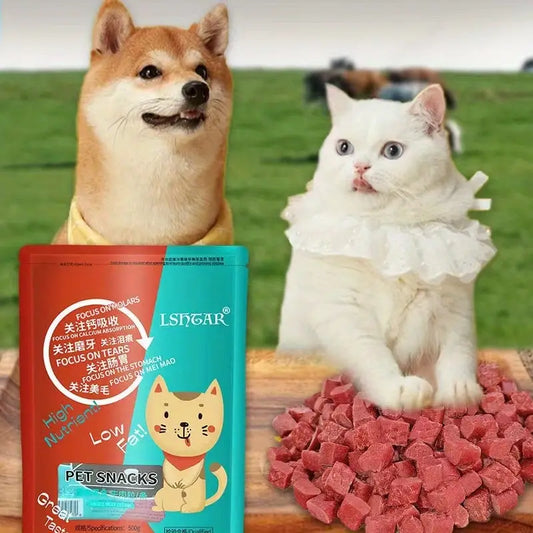 500g High-Protein Beef Jerky Pet Treats - Easy Digestion, Ideal for Dogs & Cats, Natural Training Rewards & Dental Health